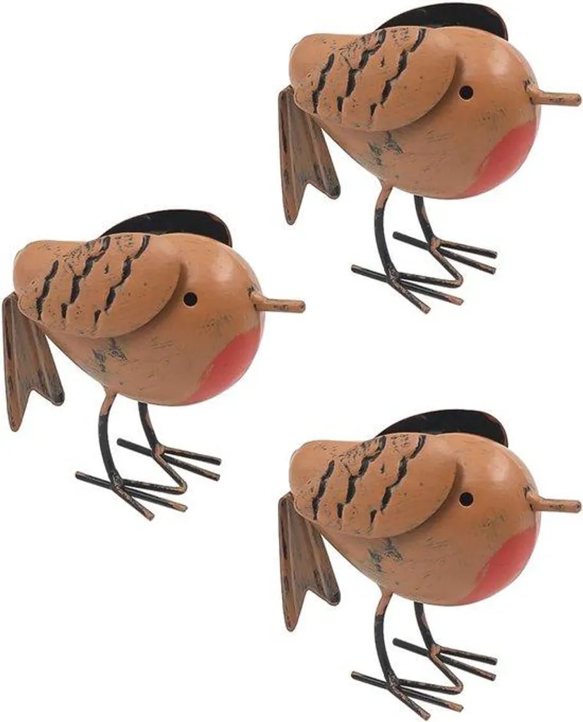 Décorer son jardin sans entretien : lot de 3 oiseaux métalliques durables
