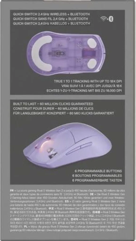 Souris Gaming Sans Fil SteelSeries Rival 3 Gen 2 Bluetooth Lavender - 15