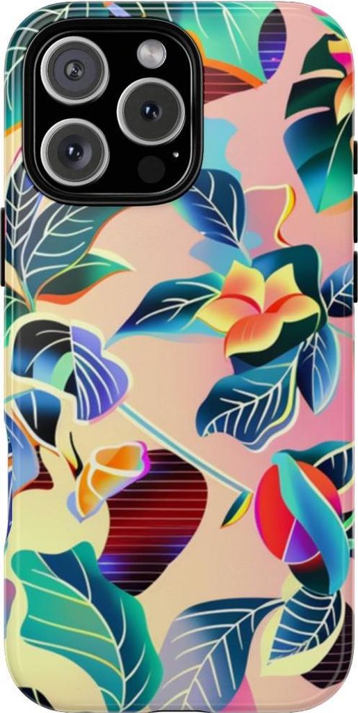 Lebhaftes tropisches Blütenmuster – Hülle Kompatibel mit iPhone 16 Pro Max