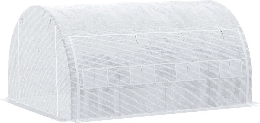 Serre tunnel de jardin 12m2 blanche en acier avec bâche renforcée