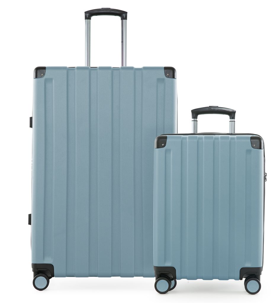 Q-Damm - 2er Koffer-Set, großer Koffer XL Extension + Kabinenkoffer Flugzeug Bordkoffer + Check-In Rollkoffer, Trolleys mit Doppel-Rollen, TSA,Poo...