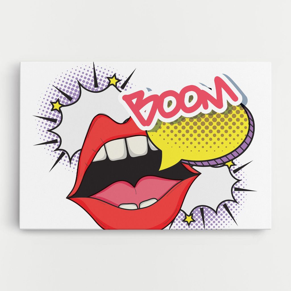 ARTHUB Leinwandbild 80x120 cm, Boom Pop Art | Wohnzimmerdekoration, Hängende Bilder, Wanddekoration, Heimdekoration, Moderne, Pop