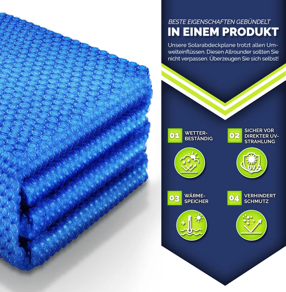 tillvex® Premium telo solare per piscina 400 µm Rettangolare 800x400 cm | telo solare termico tagliabile a misura | telo solare copertura solare | telo solare per riscaldamento piscina telo solare per riscaldamento acqua - 4