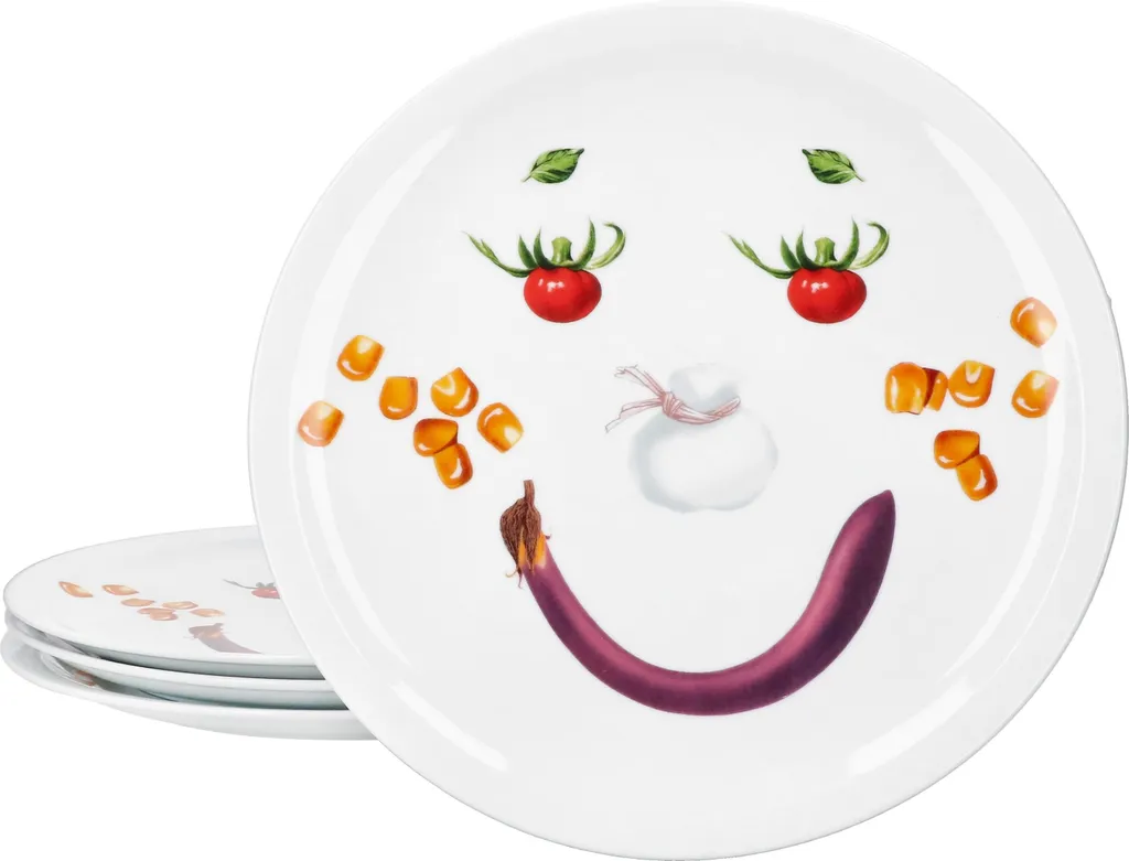Set 4 Piatti Pizza Smiley Ø30,5 cm in Porcellana Bianca Professionale