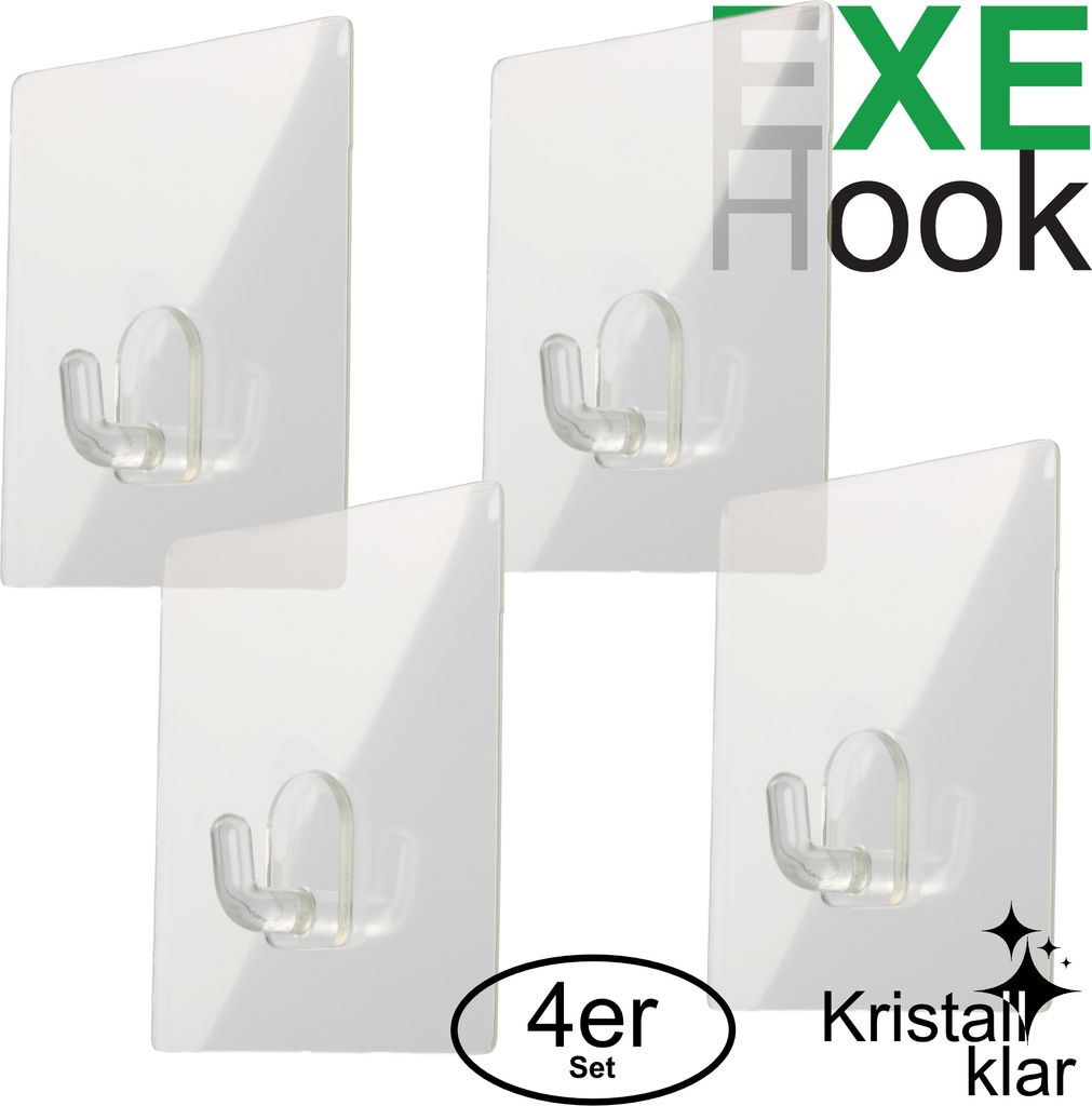 4x EXE Hook Haken selbstklebend handtuchhalter ohne bohren Produktbild 