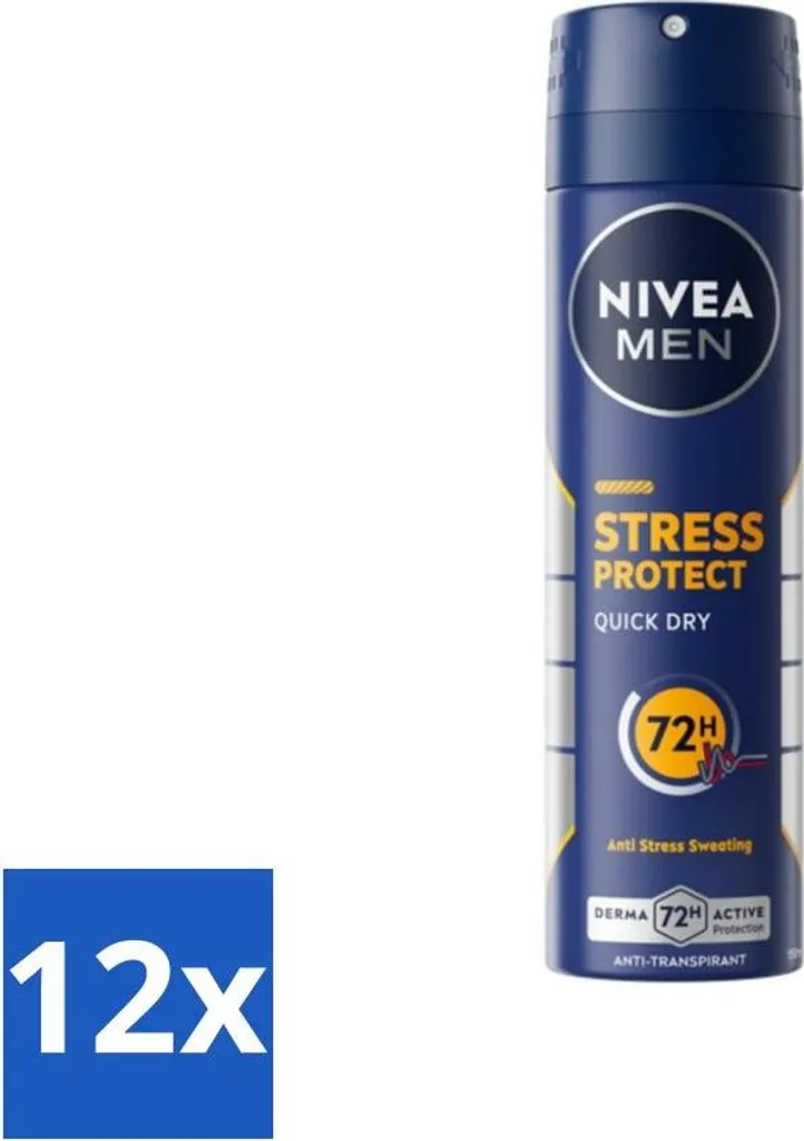 Nivea - Uomo - Deodorante - Spray - Stress Protect - 150 ml - Confezione risparmio - 12 pezzi