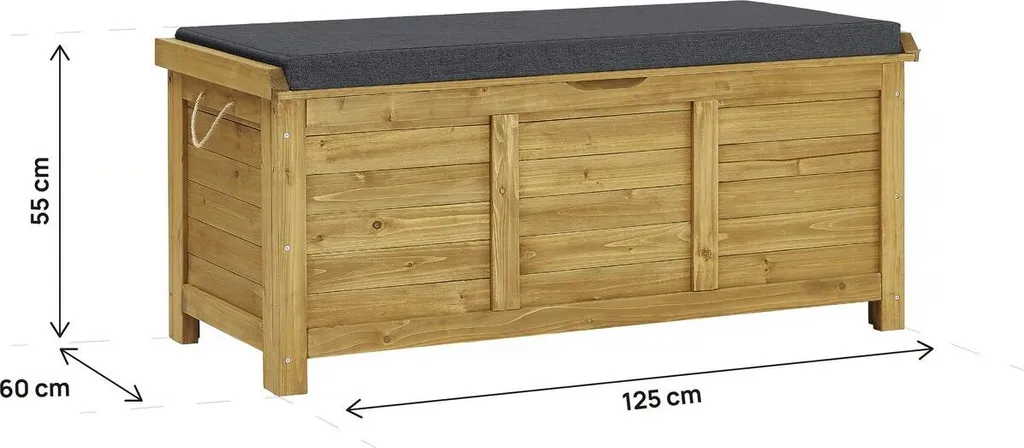 Coffre de jardin Gana pour coussins et outils - Bois marron 125 x 60 cm