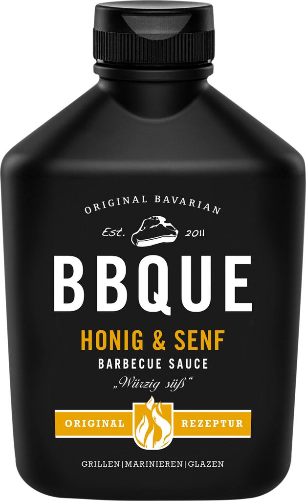 BBQUE Barbecue Sauce Honig Senf suess wuerzig ideal zum Grillen 400ml
