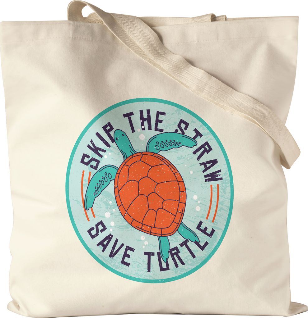 Skip The Straw Save Turtle Jutebeutel Stoffbeutel Canvas Strohhalm Plastik Schildkröte Meere Ozean Natur Umwelt