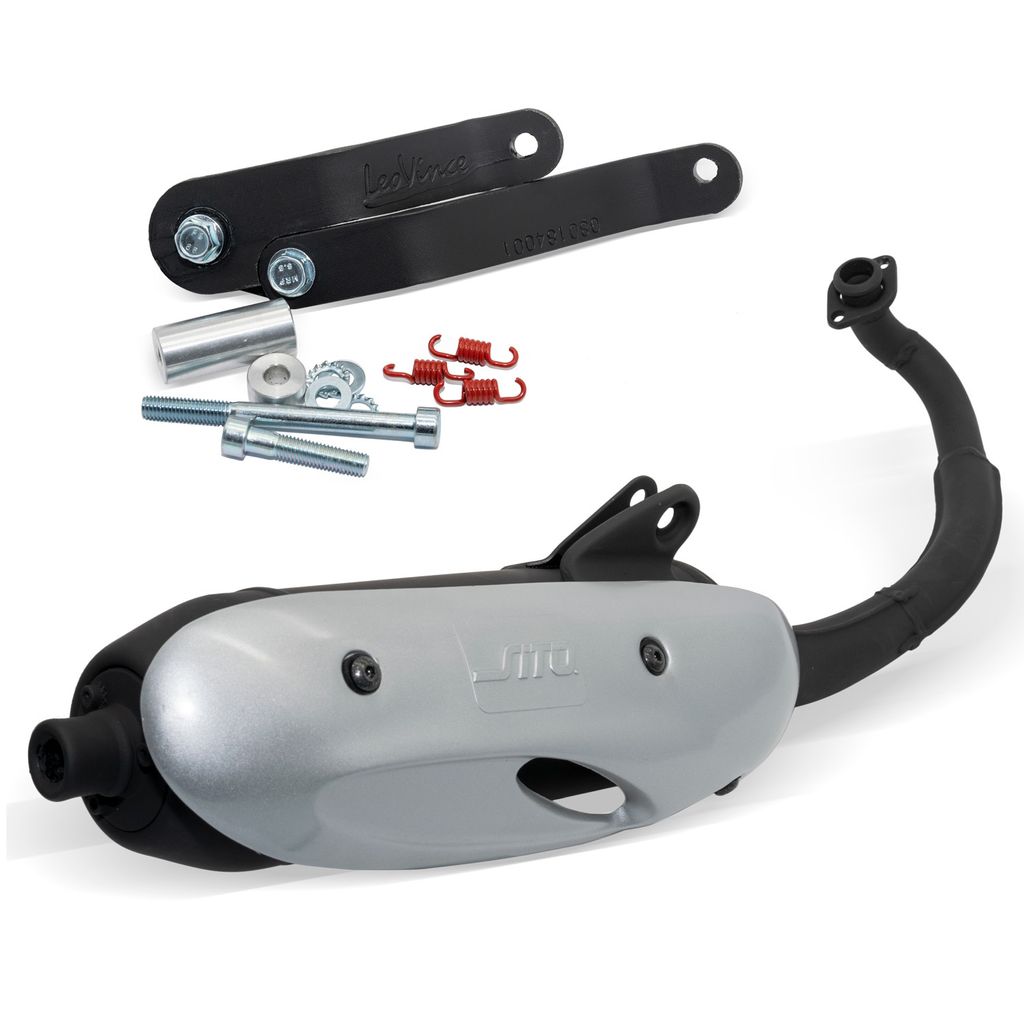 Auspuffanlage komplett SITO mit Zulassung, Stahl kompatibel mit Aprilia SR 50 R Factory i.e. Di-Tech Engine LC 2005 / SR 50 Sport Pro i.e. Piaggio ...