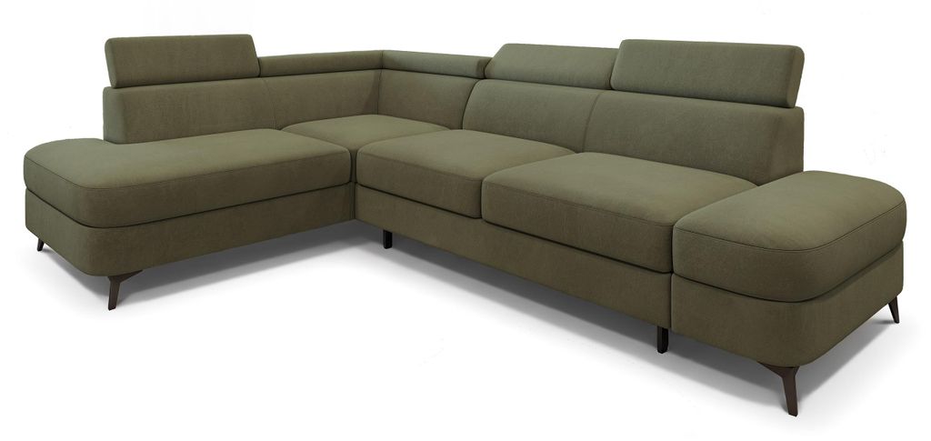 Masseno Ecksofa AVISE MV L-S mit Schlaffunktion L-Form, Sofa mit Bettkasten, Wohnzimmersofa, Couch, Soffa, Bettsofa, Couchgarnitur- Grün, MATT VEL...
