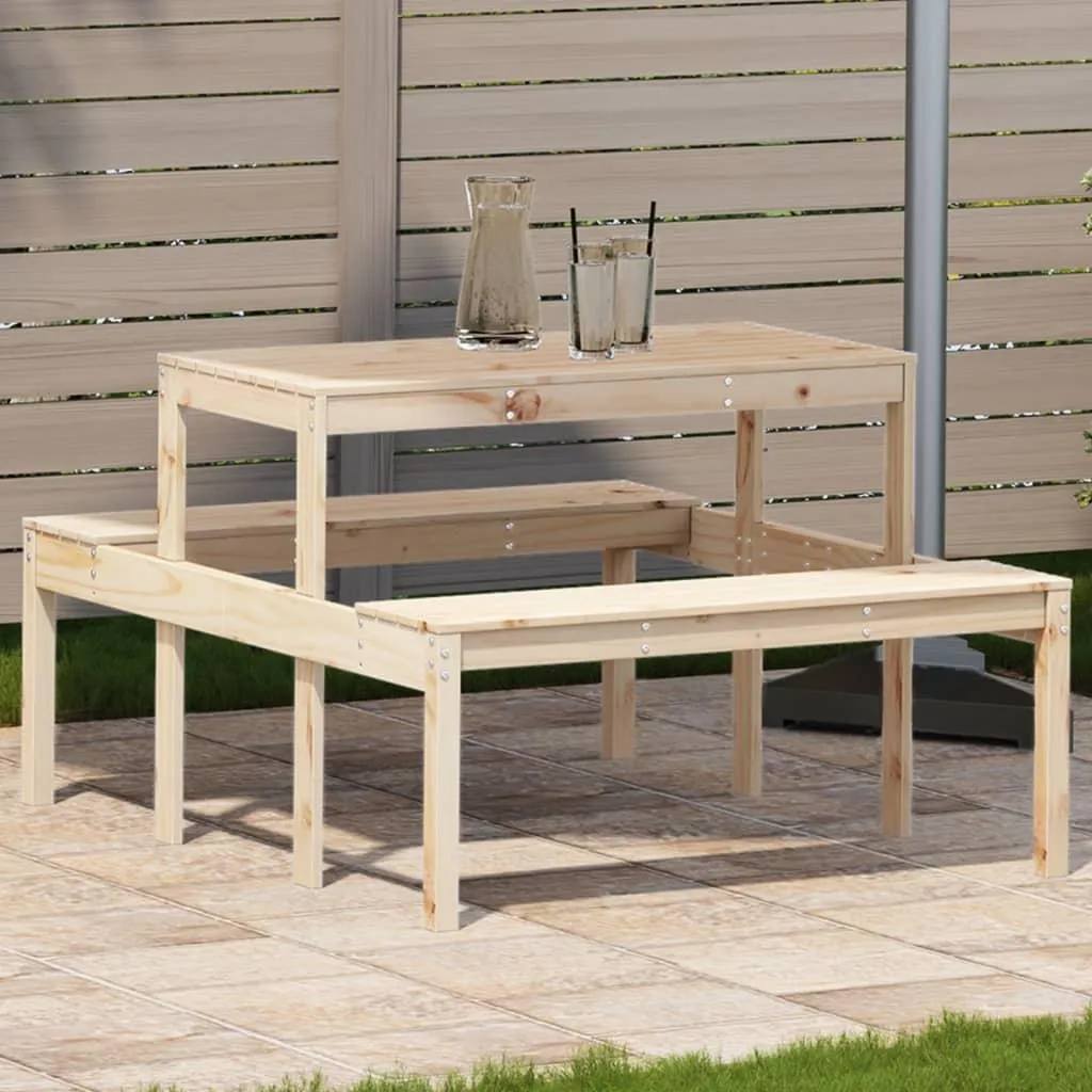 Tavolo da Picnic 110x134x75 cm in Legno di Pino Massiccio per Giardino - 2