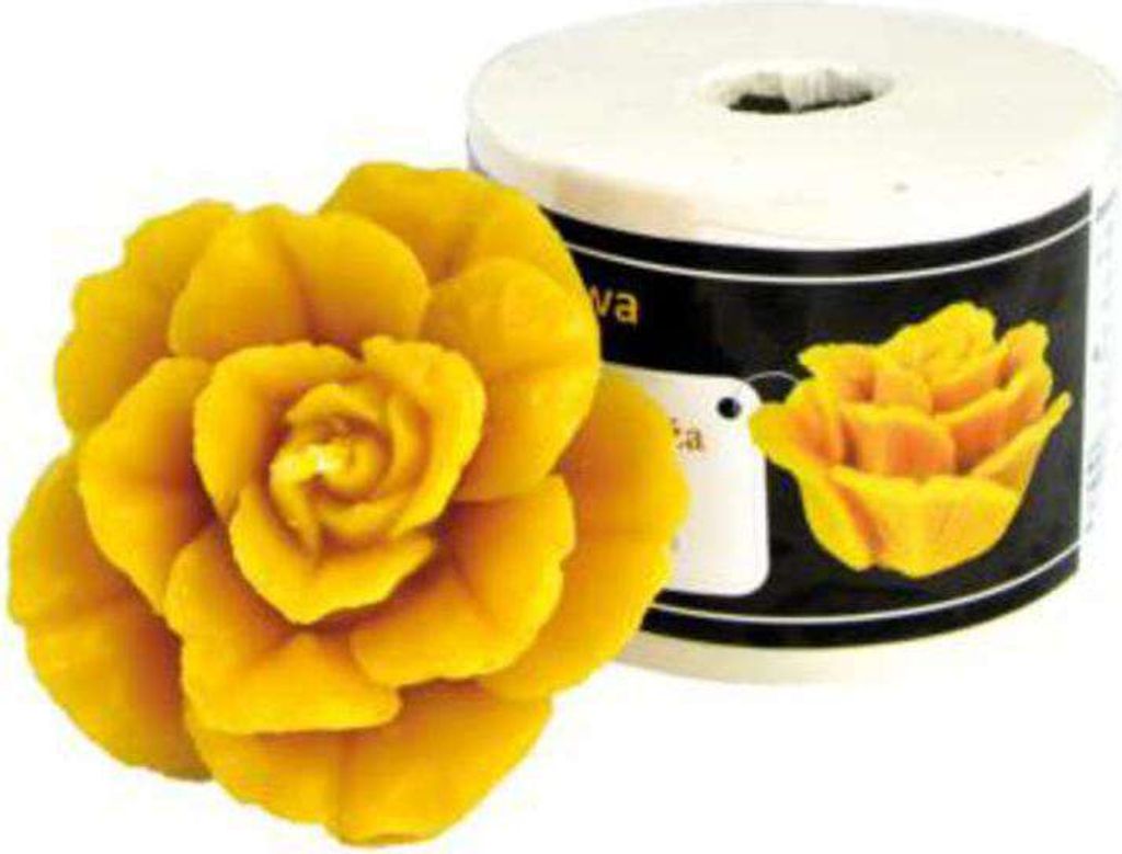 IMKERSHOP Die Bienenwachskerze - DIE SCHARLACHROTE ROSE - die Höhe: 9 cm, der Durchmesser: 6 cm