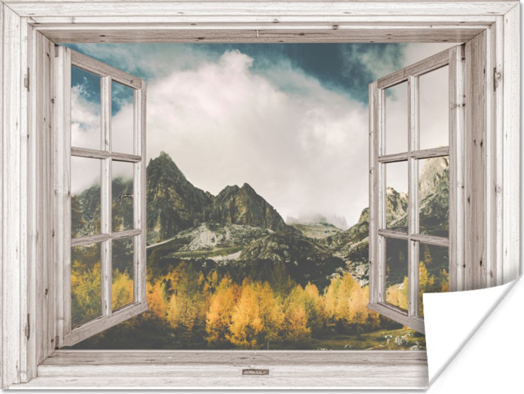 MuchoWow Poster Aussicht - Herbst - Berg 80x60 cm - Kunst für zu Hause