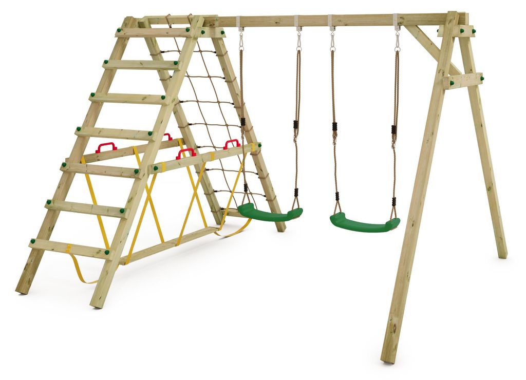Doppelschaukel mit Kletteranbau und Schwebebalken Wickey Produktbild 