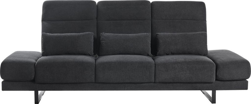 BELIANI 3-Sitzer Sofa Schwarz Stoffbezug mit 3 Dekokissen Verstellbare Armlehnen Rückenlehne Sitztiefe Kopfstütze Modernes Design Polstersofa Sto...