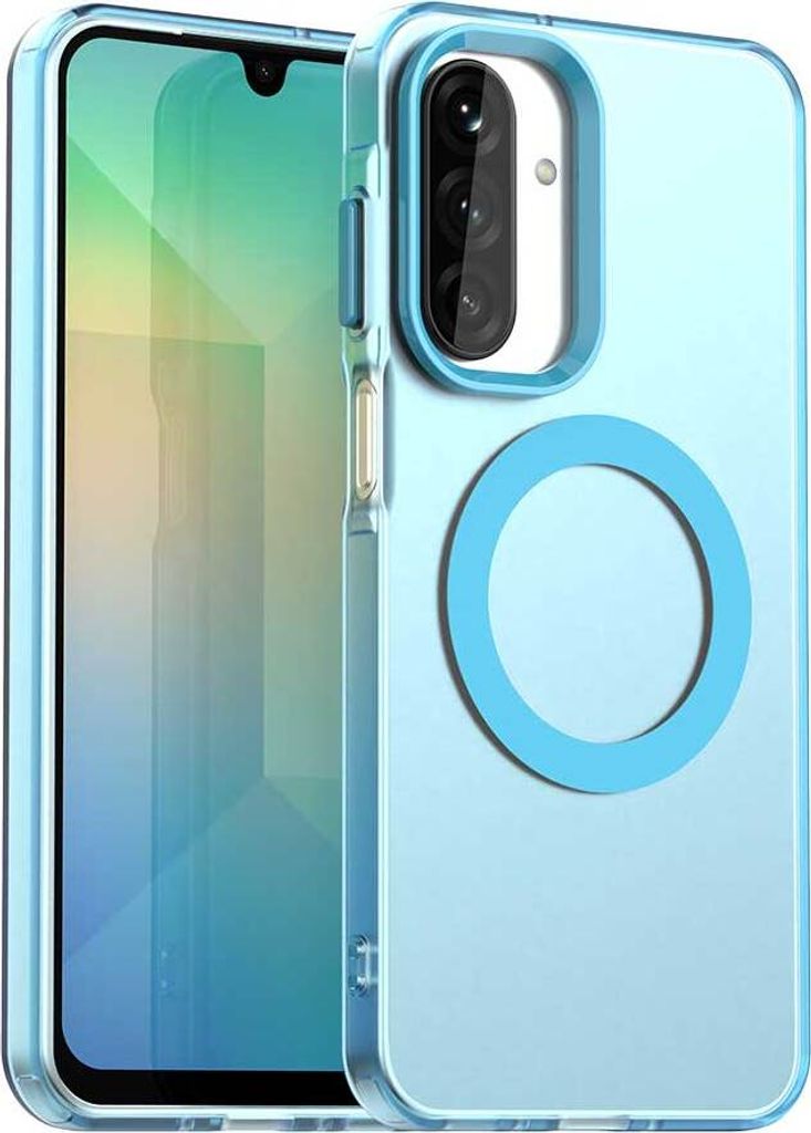 Magnetisch Hülle für Samsung Galaxy A17, Schlank Durchscheinend Matt Stoßfest Handyhülle Blau