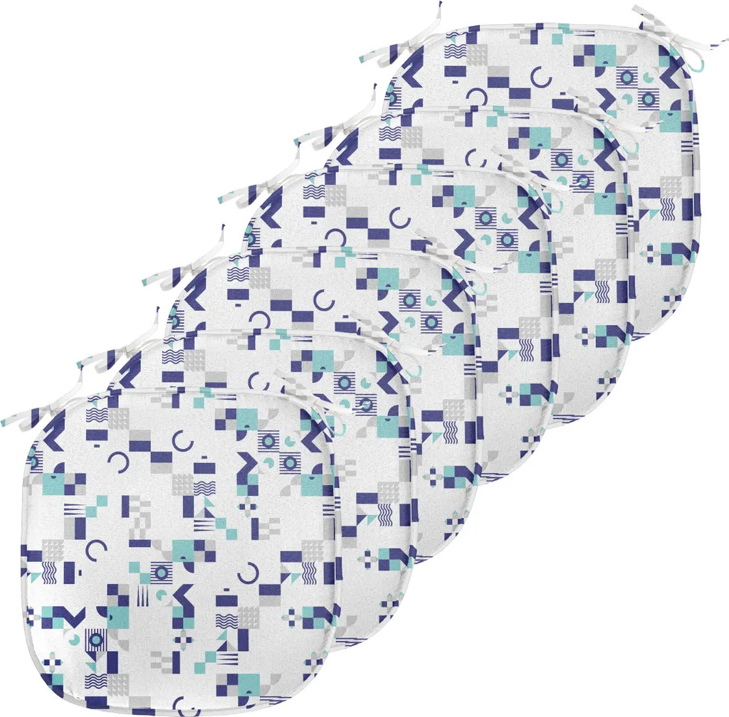 Lot de 6 Coussins de Siège Imperméables à Sangles 40x40 cm Design Art Déco