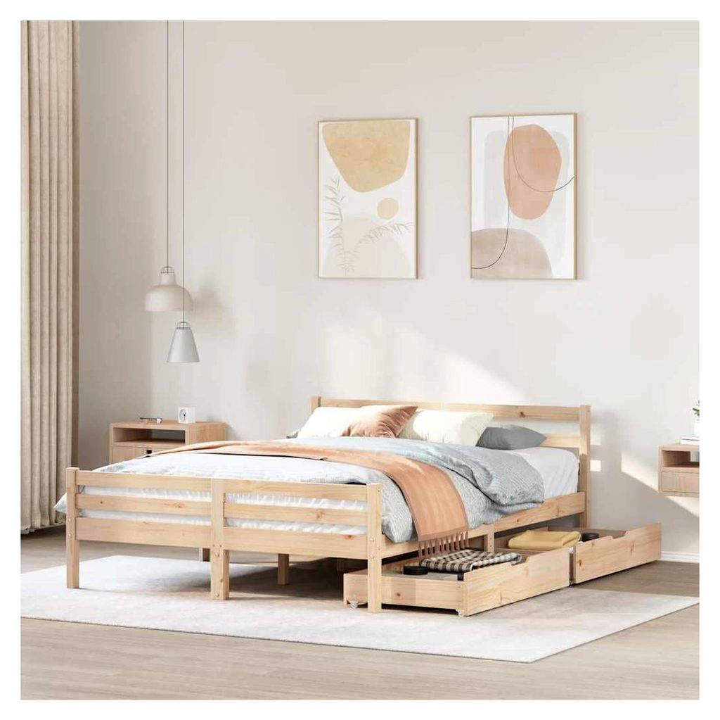 Bettgestell ohne Matratze 150x200 cm King Size aus massivem Kiefernholz