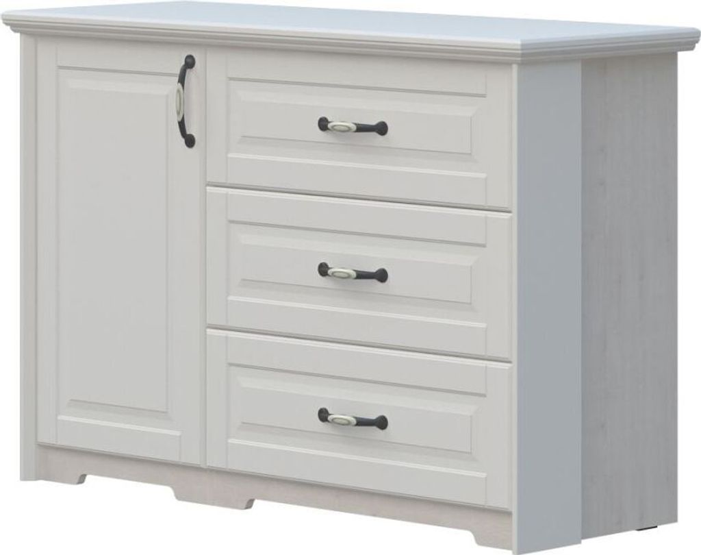 Sideboard, Kommode - Farbe: Weiß, Breite: 131 cm