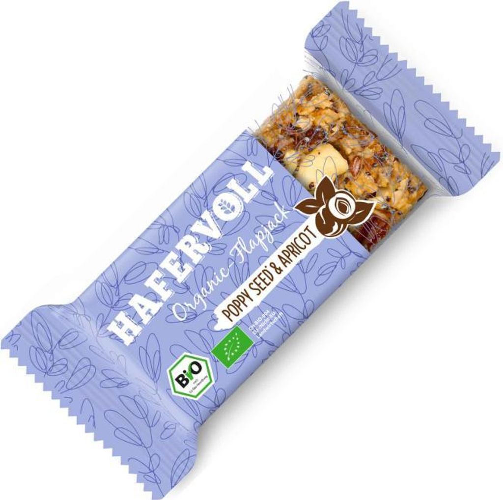 Hafervoll Organic-Flapjack Poppy Seed & Apricot 60g Produktbild 
