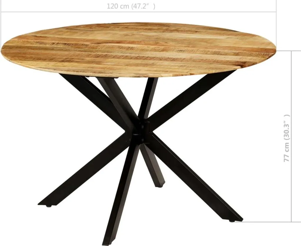 Table à manger ronde industrielle en bois massif et métal 120x77 cm - 6