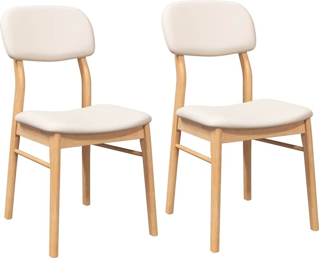 Esszimmerstühle mit Kissen 2 Stk. Natur Massivholz Gummibaum