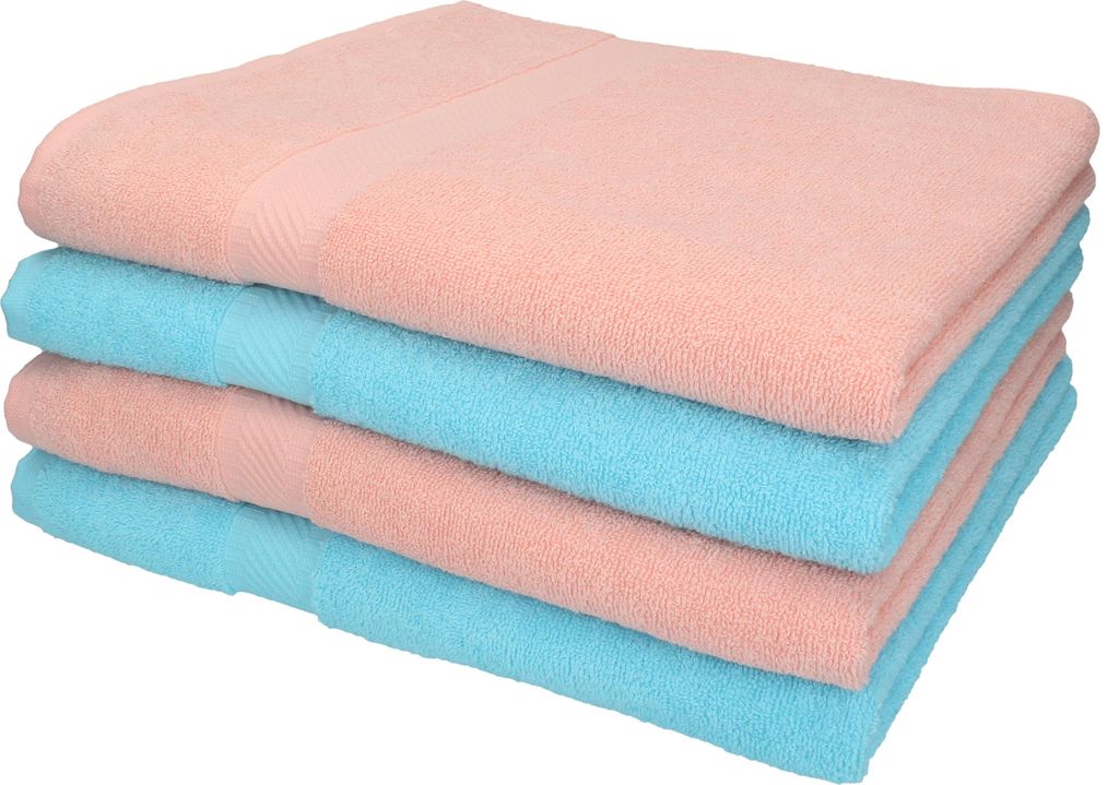 Betz 4 Stück Duschtücher Set Duschtuch Duschhandtuch Strandlaken Badetuch Palermo 100% Baumwolle Größe 70 x 140 cm Farbe apricot und türkis