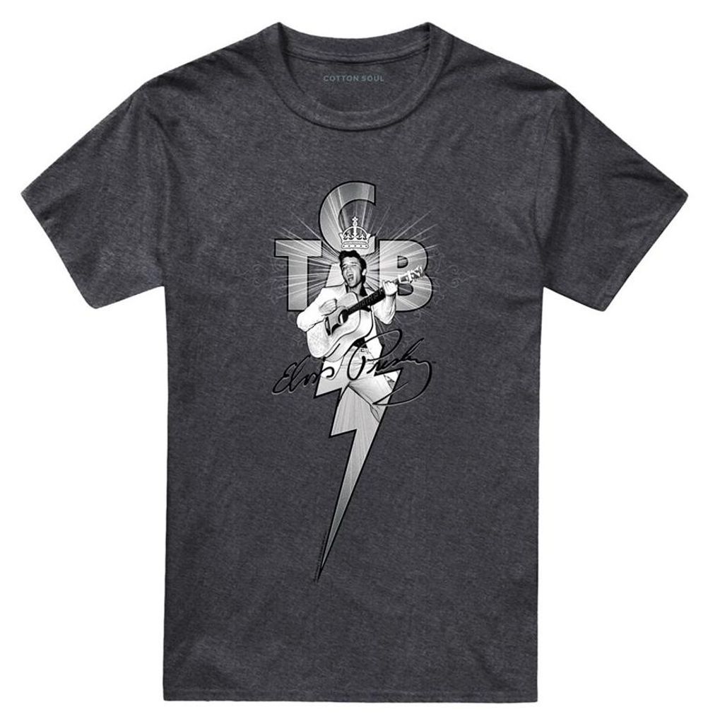 Elvis Presley - "TCB" T-Shirt für Herren/Damen Uni, meliert TV33656 (S) (Holzkohle)