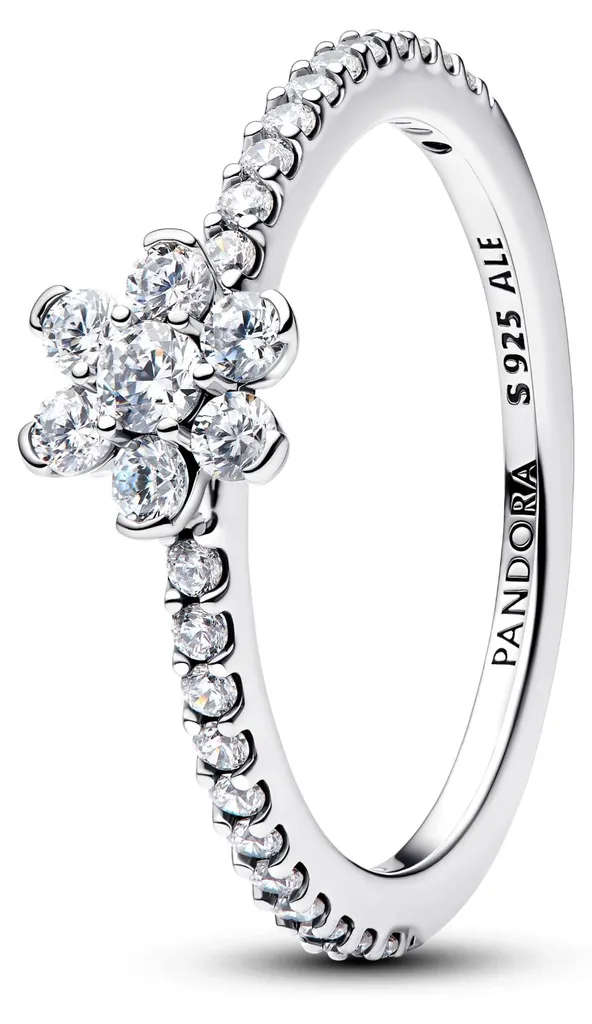 Bague Pandora Fleur Scintillante Argent, Cadeau Idéal Femme en Taille 54