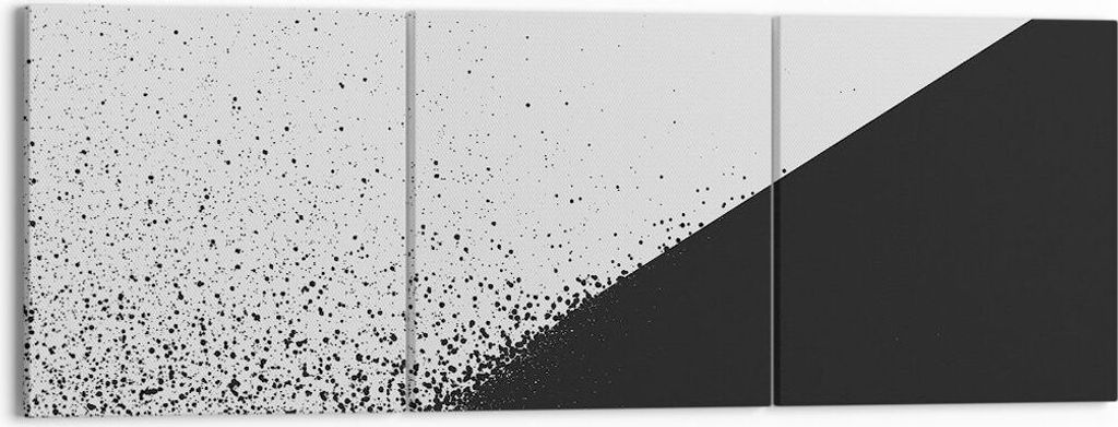 Bild auf Leinwand - Leinwandbild - 3 Teile - Schwarzweiß Hintergrund Geometrie - 150x50cm - Wand Bild - Wanddeko - Wandbilder - Leinwanddruck - Bi...