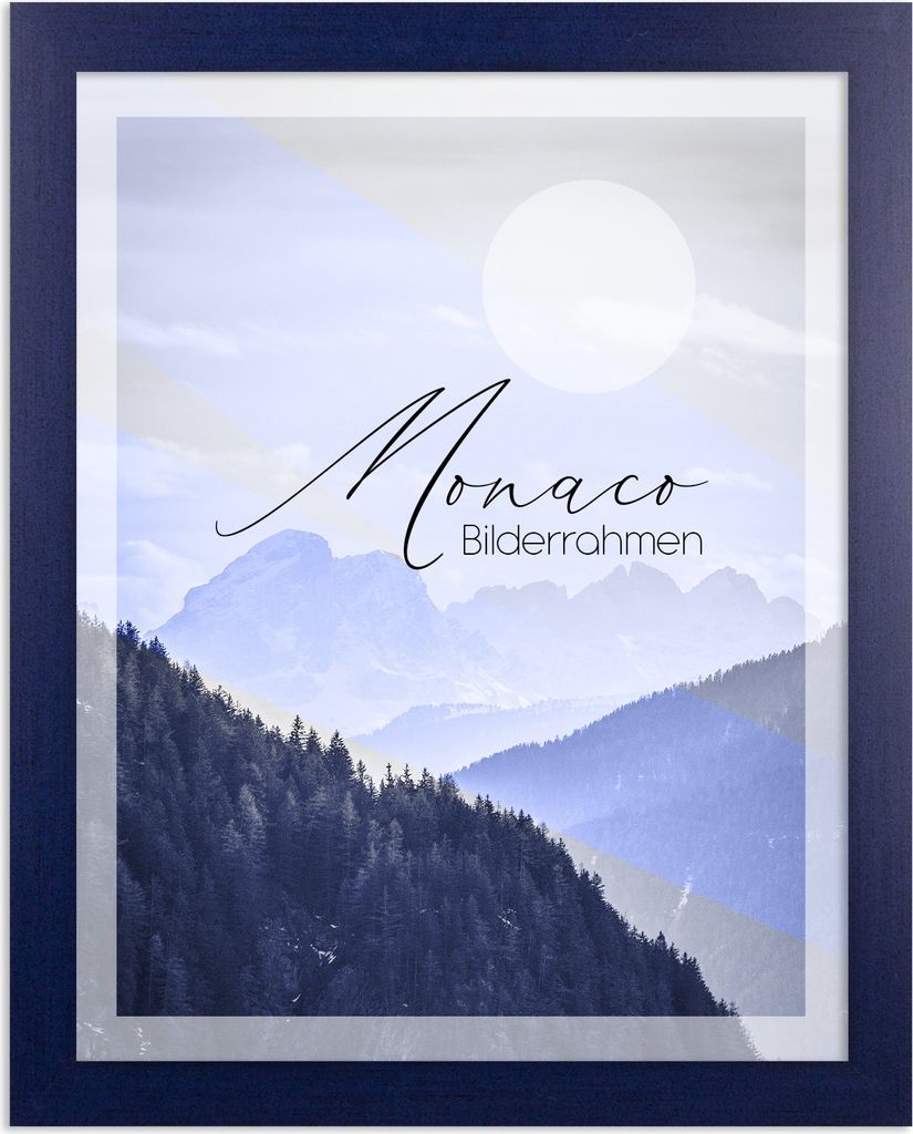 Bilderrahmen Monaco - 40x50 cm, Dunkelblau Gewischt Nachbildung, 1 mm Kunstglas klar