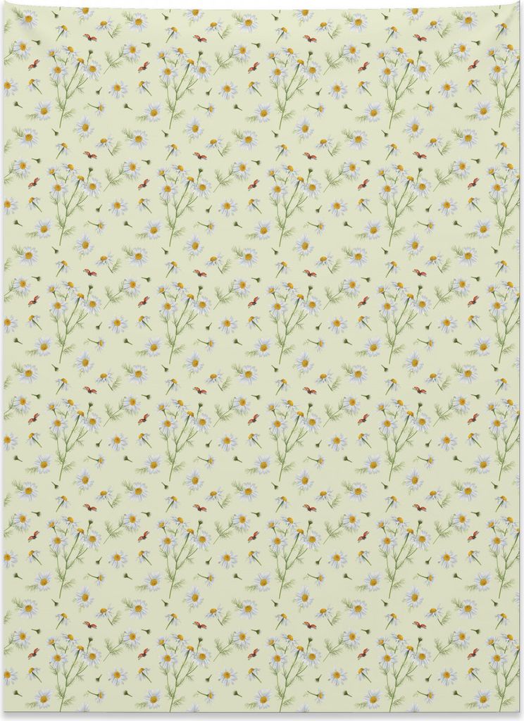 Abakuhaus Gänseblümchen Wandteppich, Realistische Garten Marienkäfer aus Weiches Mikrofaser Stoff Kein Verblassen Klare Farben Waschbar, 110 x 1...