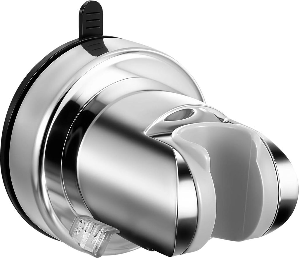 Duschkopfhalterung mit Saugnapf, Abnehmbare Duschkopfhalterung ohne Bohren Verstellbarer Universelle Duschkopf Halterung aus ABS-Kunststoff (Silber)