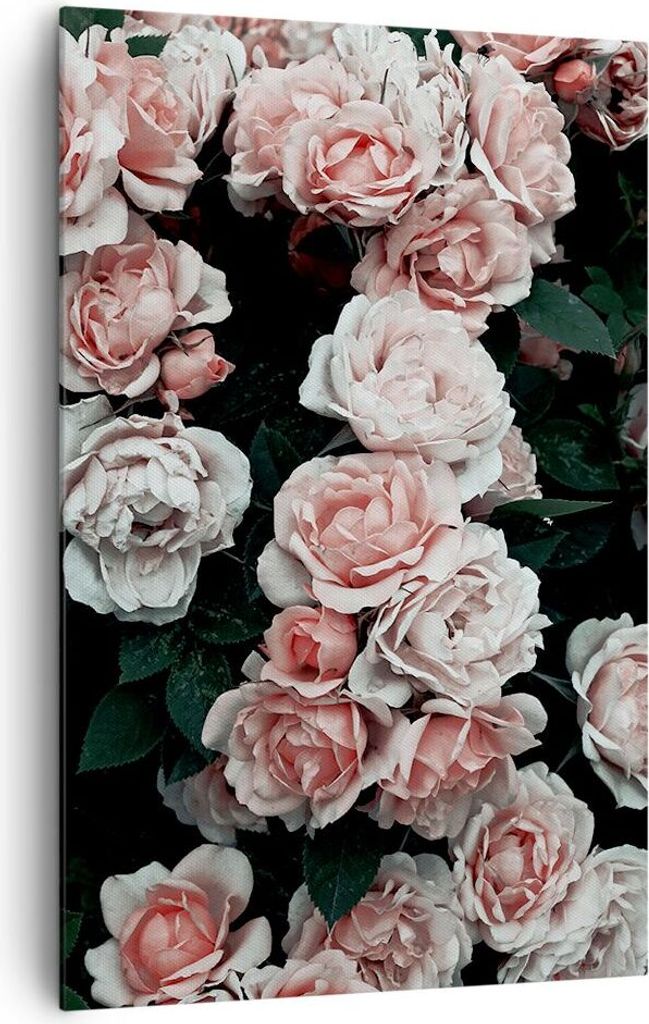 Bild auf Leinwand - Leinwandbild - Einteilig - Rosen Blumen Blätter - 80x120cm - Wand Bild - Wanddeko - Wandbilder - Leinwanddruck - Wanddekoratio...