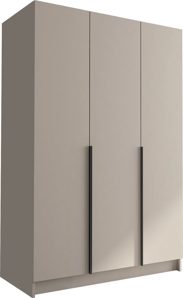 MIRJAN24 Kleiderschrank Calia I, Schlafzimmer, Drehtürenschrank, mit Kleiderstange, Modern, Garderobenschrank, Metallgriffe (Farbe: Cashmere / Cas...
