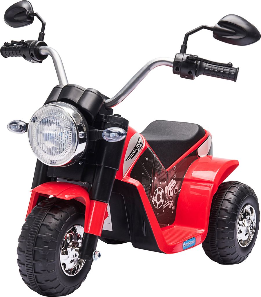 HOMCOM Kinder-Elektromotorrad mit 3 Rädern, Elektro-Motorrad für Kinder von 18–36 Monaten, 6-V-Batterie-Dreirad mit Scheinwerferhupe, 72 x 57 x...
