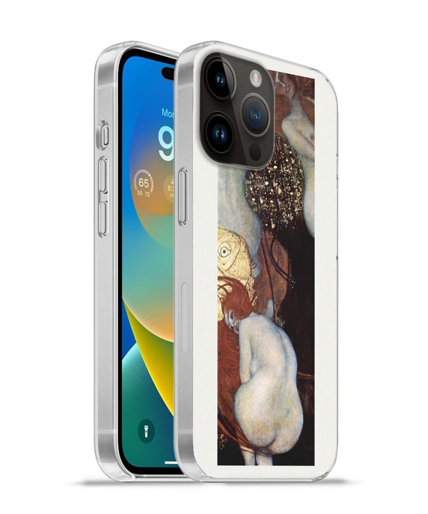 MuchoWow Handyhülle Schutzhülle Hülle für Apple iPhone 14 Pro - Softcase Goldfisch - Gustav Klimt Silikon Softcase Handy Hülle - Umschlag