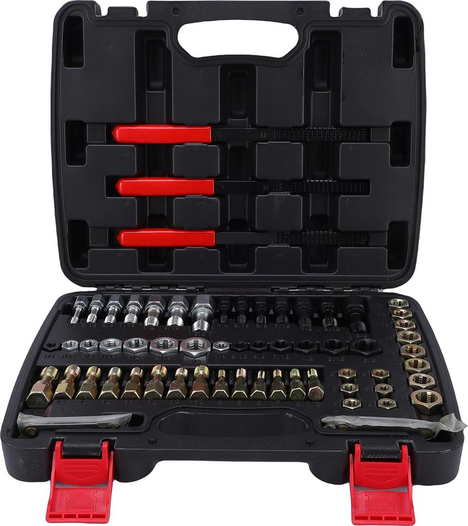 61-teiliges Gewindereparatur-Set für beschädigte Muttern und Schrauben, tragbares UNC-UNF- und metrisches Gewindeschneid-Set für Kfz-Reparaturen...