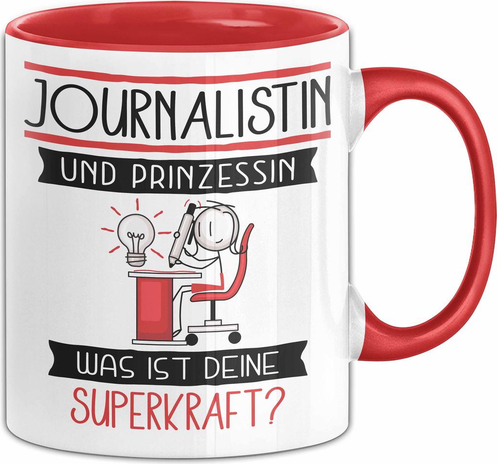 Journalistin Und Prinzessin Tasse Geschenk Für Eine Journalistin Geburtstag Was Ist Deine Superkraft (Rot)