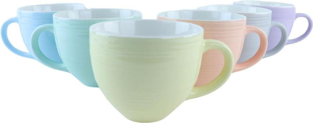 "OTIX Kaffeetassen mit Henkel, Set aus 6 Kaffeetassen, Teetasse 510ML, Porzellanbecher in verschiedenen Farben"