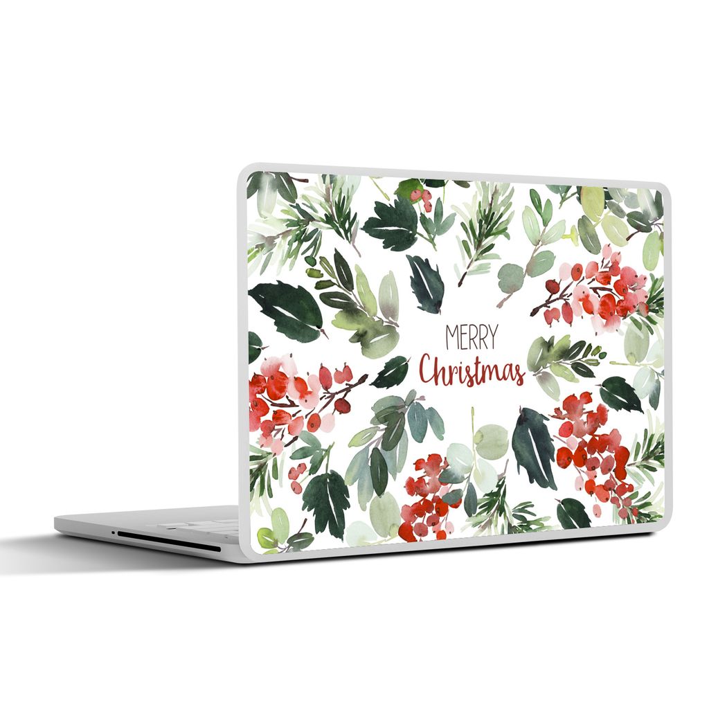MuchoWow Laptop Aufkleber Sticker Cover Weihnachten - Zitat - Aquarell 25x18 cm - Laptop-Deko