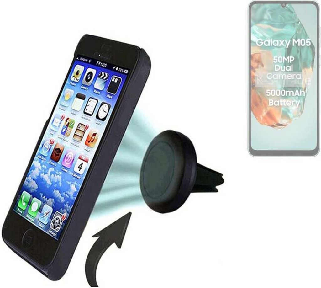 K-S-Trade kompatibel mit Samsung Galaxy M05 Auto Handy Halterung KFZ Halter Lüftungsgitterhalterung Air Vent mount Smartphone Halter