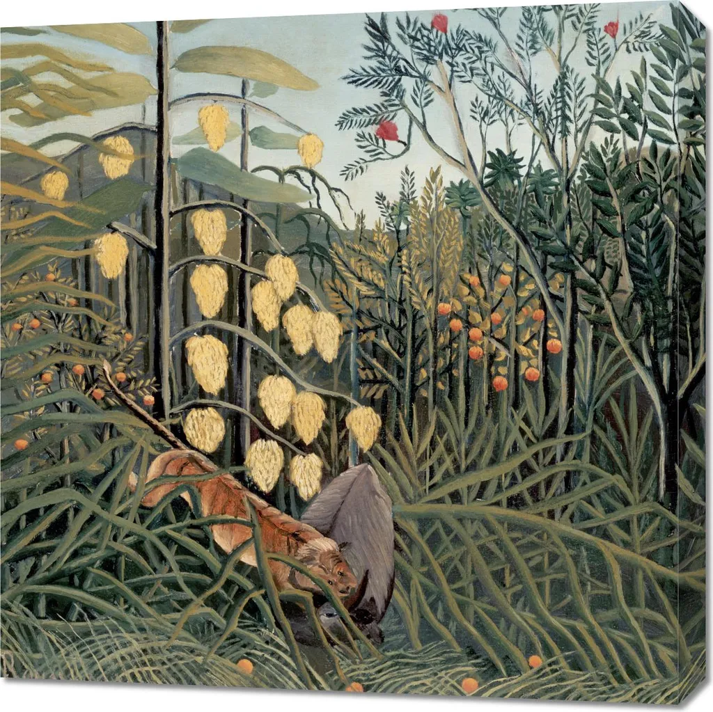 Finestra sulla Giungla: Quadro Rousseau 70x70 Vintage per Salotto