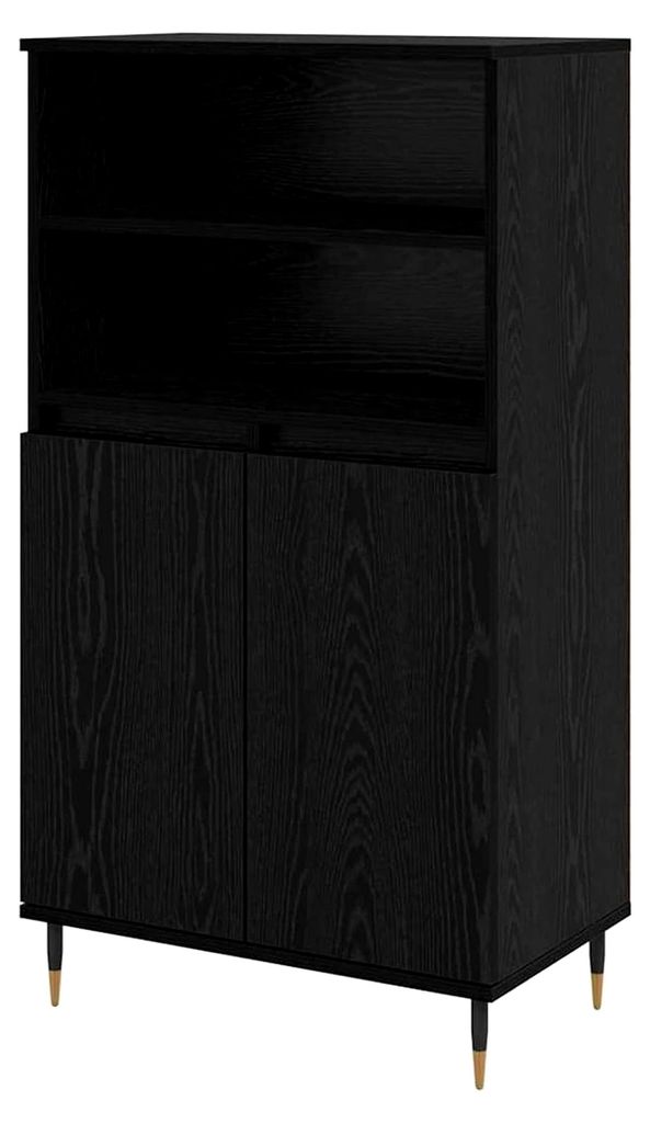 Hochboard mit Regal und Tür Schwarz 60 x 36 x 110 cm Holzwerkstoff