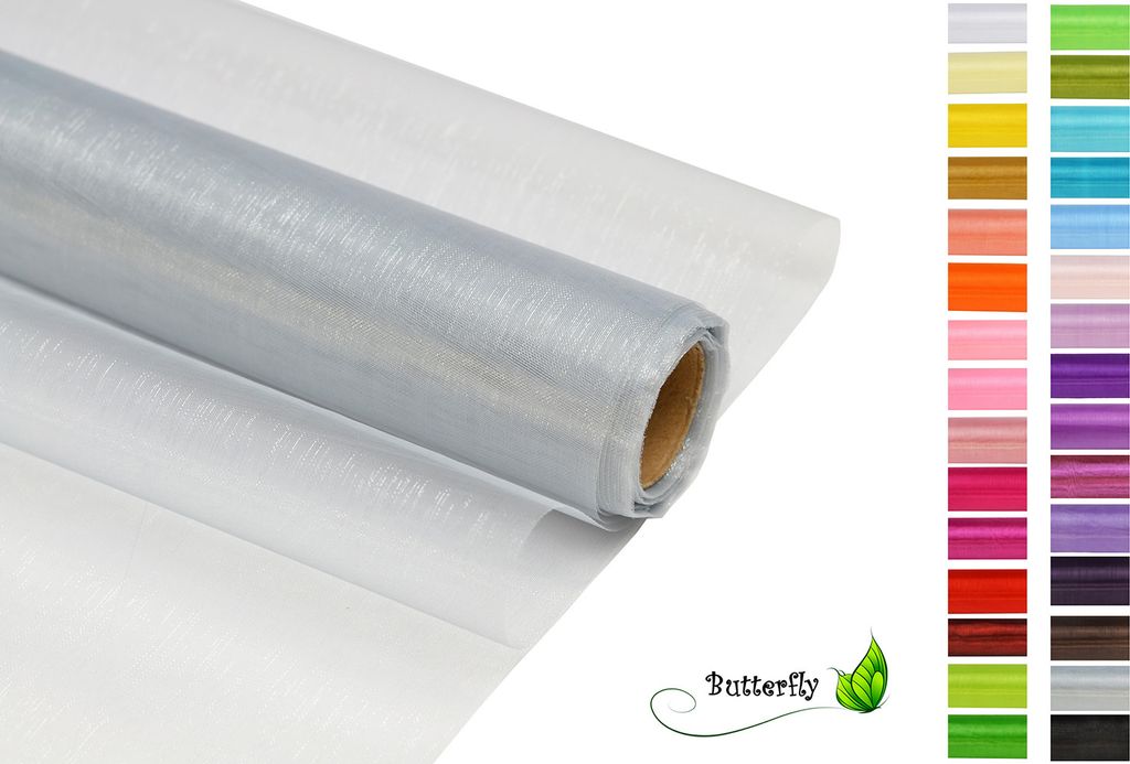 9m Rolle Organza 36cm CRYSTAL , Farbauswahl:hell silber / grau 012H