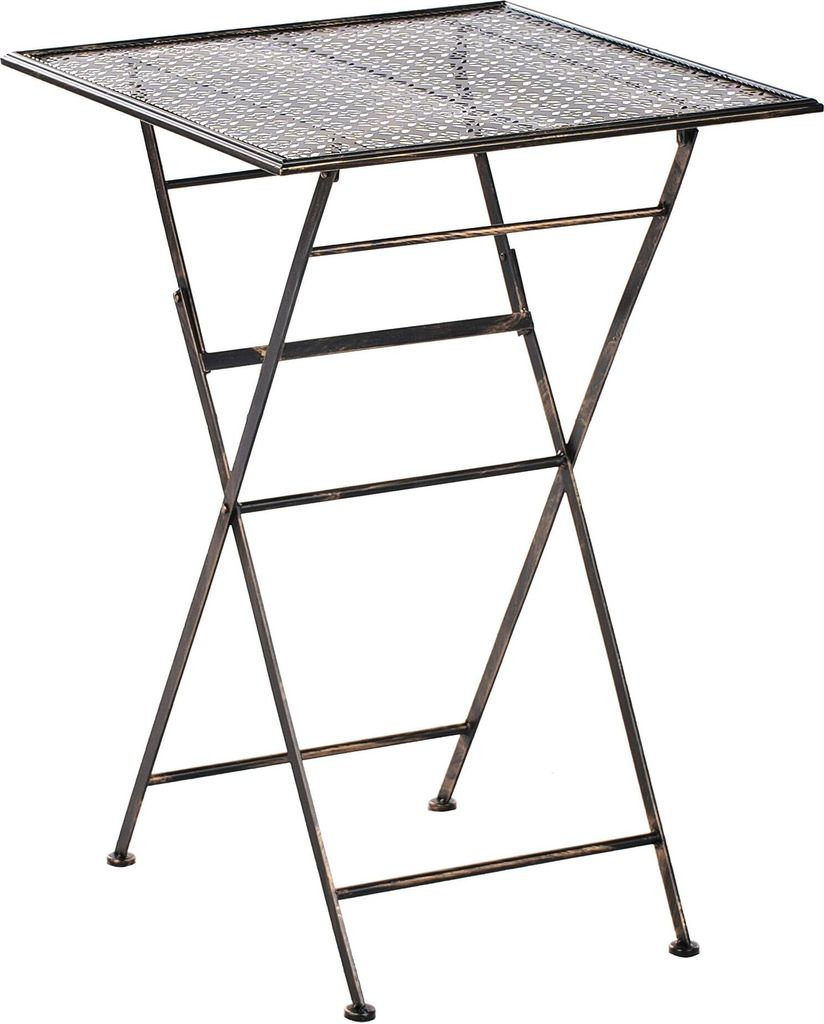 BELIANI Garten-Bartisch Schwarz Metall Quadratisch Klappbar 60 x 60 cm Balkon Terrasse Garten Romantisch