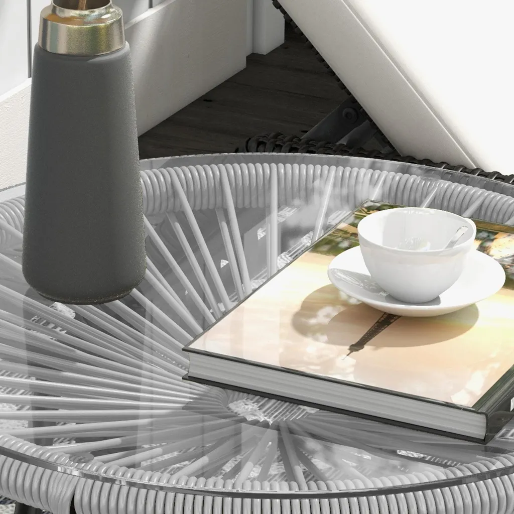 Table basse de jardin compacte et résistante aux UV en rotin et verre - 8