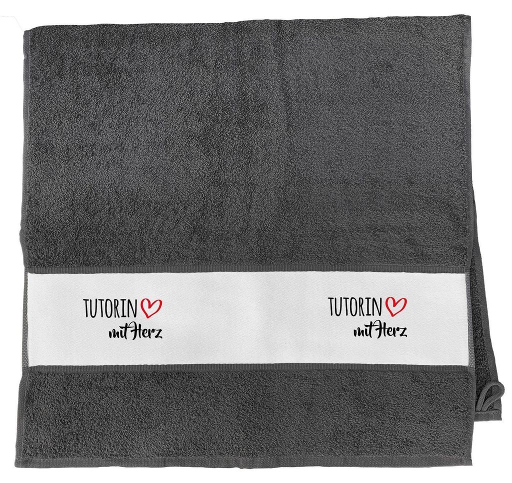 Huuraa Handtuch Tutorin mit Herz 50x100cm Graphite Baumwolle Handtuch Geschenkidee
