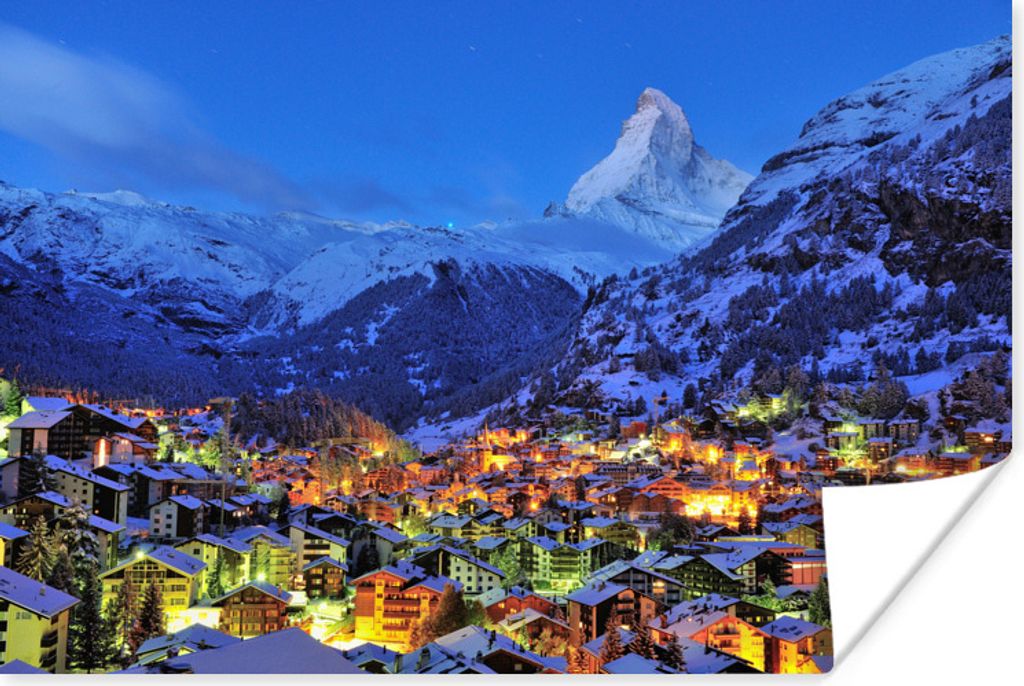 MuchoWow Poster Sonnenaufgang über dem Schweizer Matterhorn in Zermatt 90x60 cm - Schlafzimmer